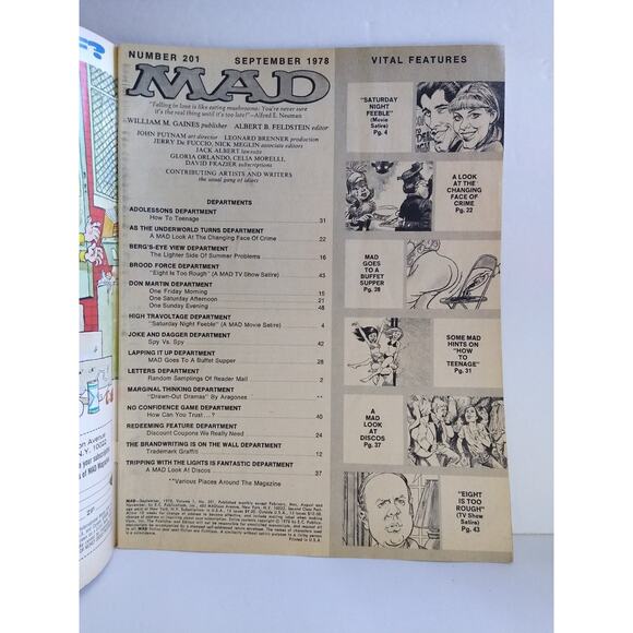 MAD Magazine #201 Sept 1978 Saturday Night Fever Eight Is Enough Comic Parody - Picture 2 of 5